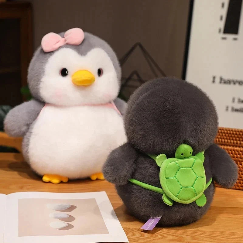 Fluffy Gray Penguin Plushie with Turtle Backpack — image 7