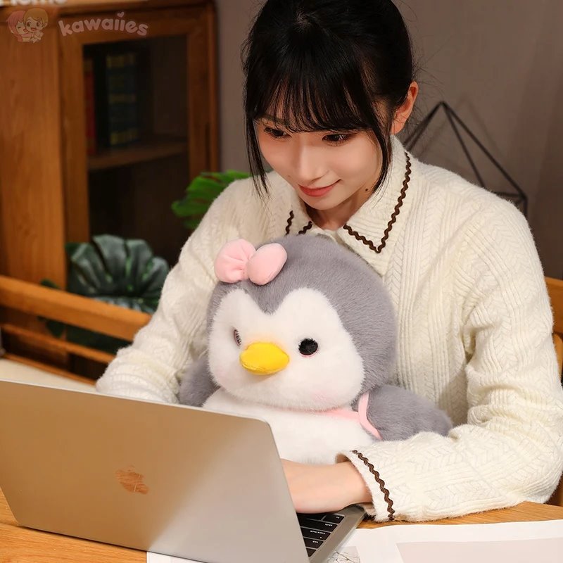 Fluffy Gray Penguin Plushie with Turtle Backpack — image 20