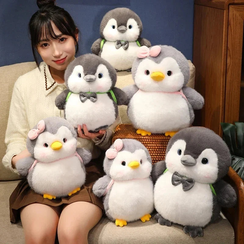 Fluffy Gray Penguin Plushie with Turtle Backpack — image 14