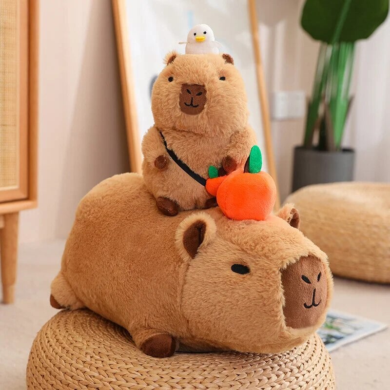 Fluffy Sleepy Capybara with Orange Plushie — image 1