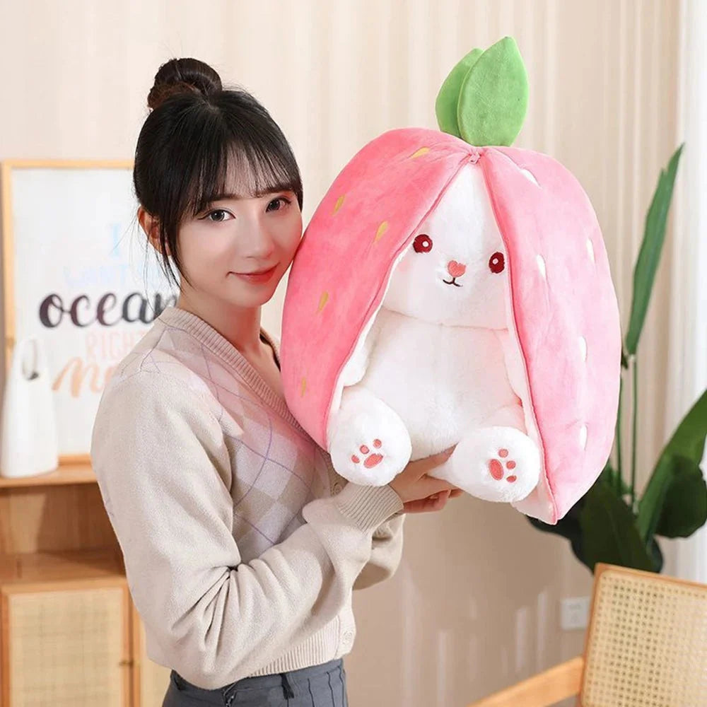 Fluffy Strawberry Carrot Bunny Zip Up Plushie — image 11