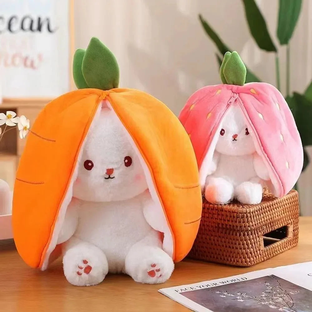 Fluffy Strawberry Carrot Bunny Zip Up Plushie — image 8