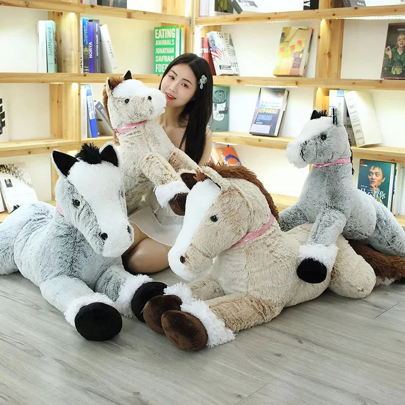 Giant Fluffy Brown Gray Horse Plushie — image 3