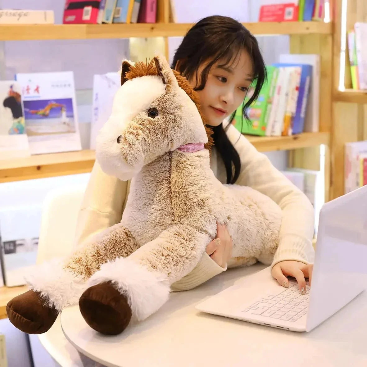Giant Fluffy Brown Gray Horse Plushie — image 14
