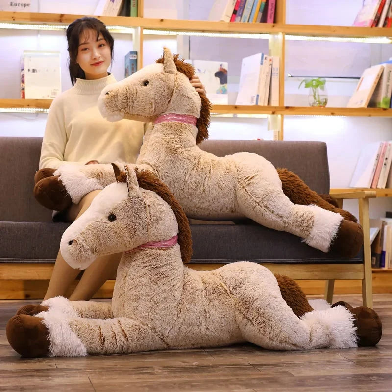 Giant Fluffy Brown Gray Horse Plushie — image 4