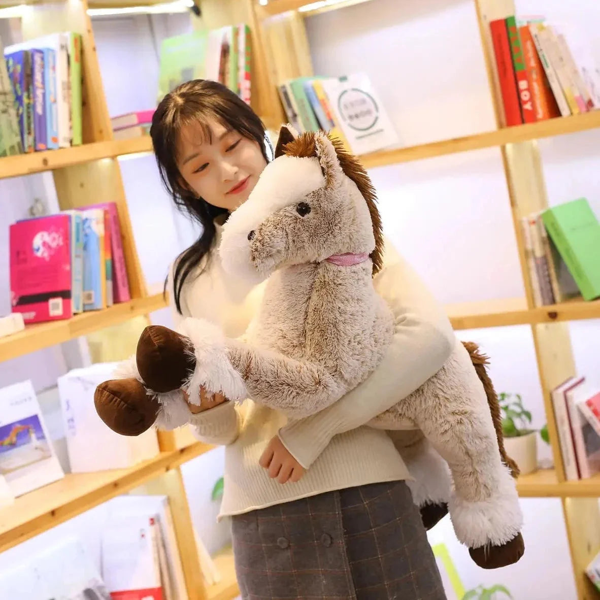 Giant Fluffy Brown Gray Horse Plushie — image 20