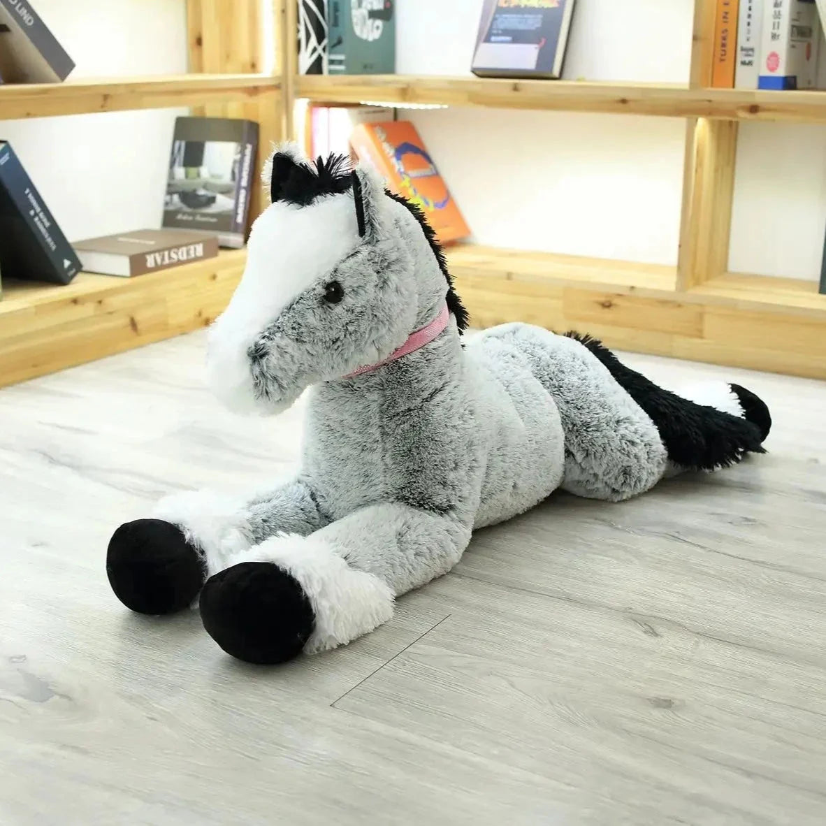 Giant Fluffy Brown Gray Horse Plushie — image 1