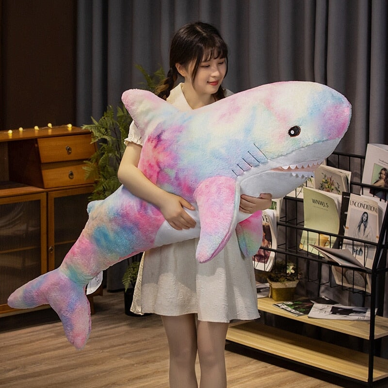 Giant Fuzzy Galaxy Shark Plushies — image 1