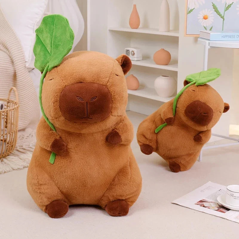 Kawaii Capybara Plushie Holding Leaf — image 6