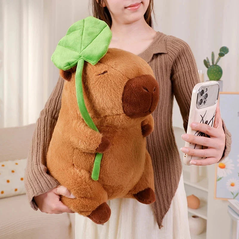 Kawaii Capybara Plushie Holding Leaf — image 10