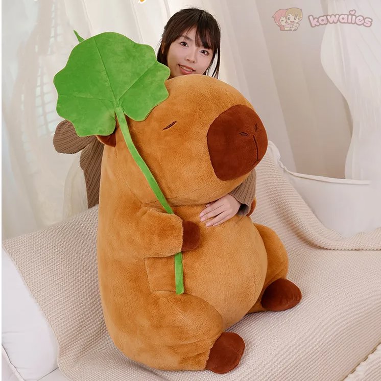 Kawaii Capybara Plushie Holding Leaf — image 9