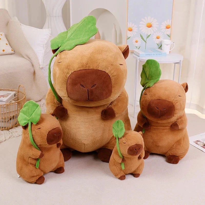 Kawaii Capybara Plushie Holding Leaf — image 3