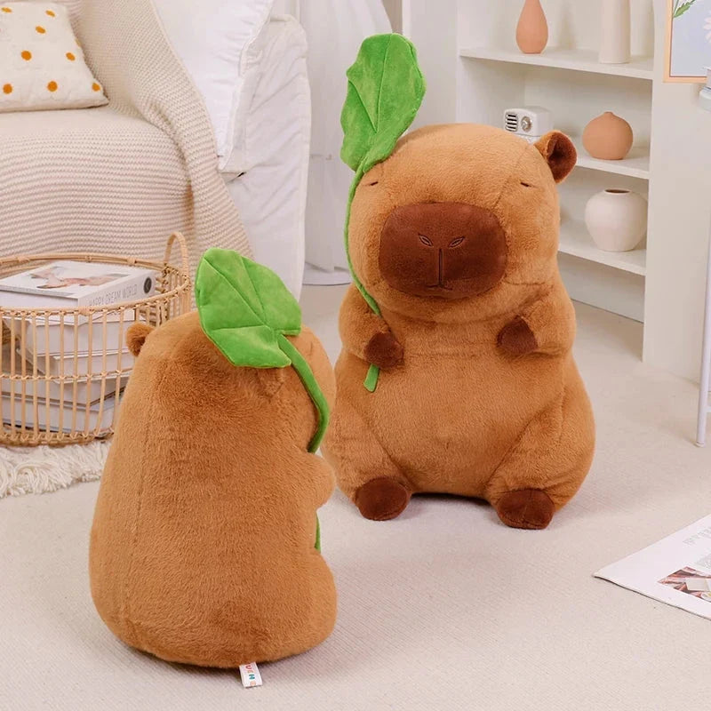Kawaii Capybara Plushie Holding Leaf — image 8
