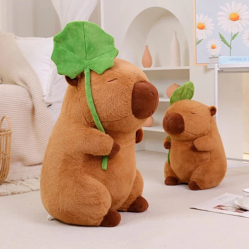 Kawaii Capybara Plushie Holding Leaf — image 5