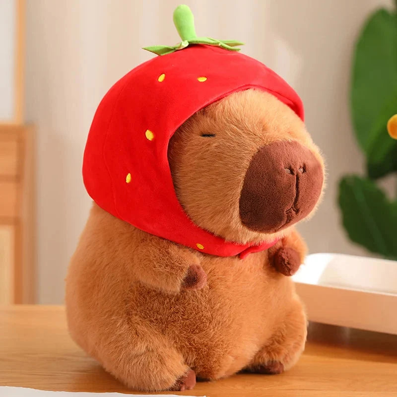 Kawaii Capybara with Strawberry Hat Plushie — image 1