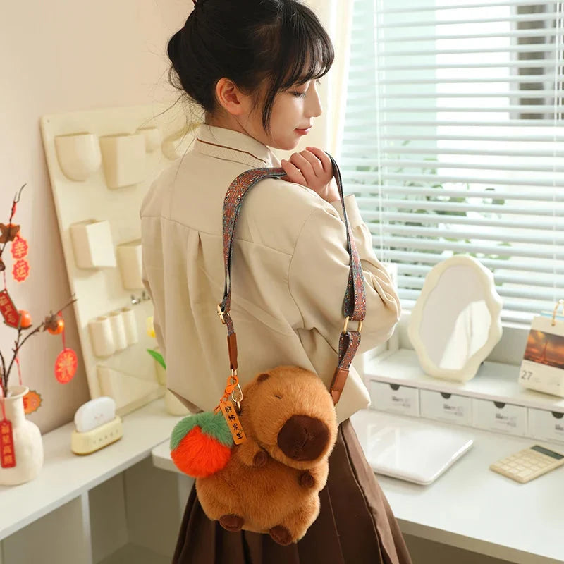 Kawaii Fluffy Capybara Plushies with Strap — image 12