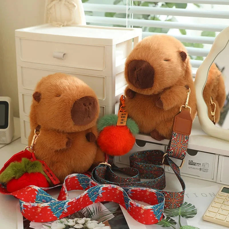 Kawaii Fluffy Capybara Plushies with Strap — image 4