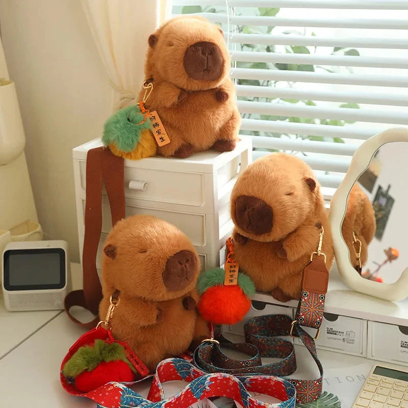 Kawaii Fluffy Capybara Plushies with Strap — image 5