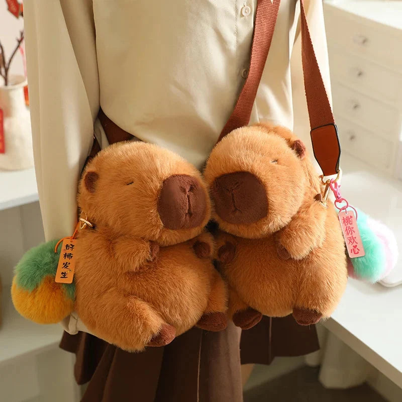 Kawaii Fluffy Capybara Plushies with Strap — image 1