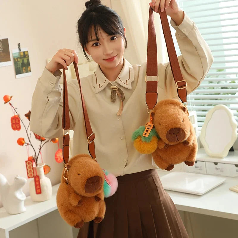 Kawaii Fluffy Capybara Plushies with Strap — image 11