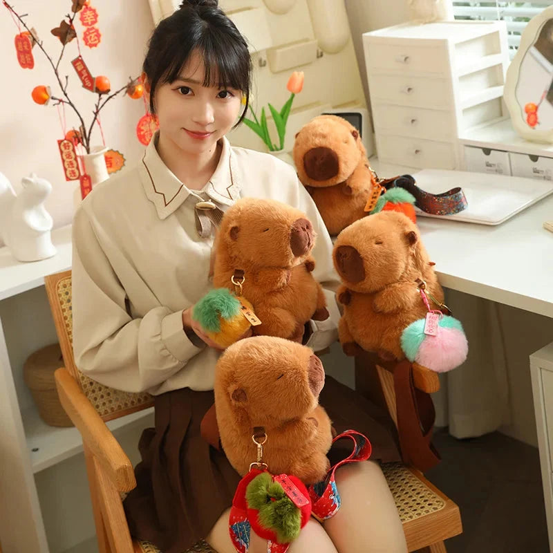 Kawaii Fluffy Capybara Plushies with Strap — image 9