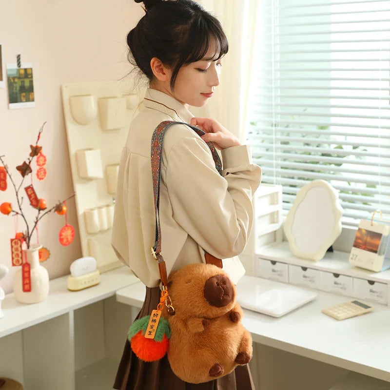 Kawaii Fluffy Capybara Plushies with Strap — image 10