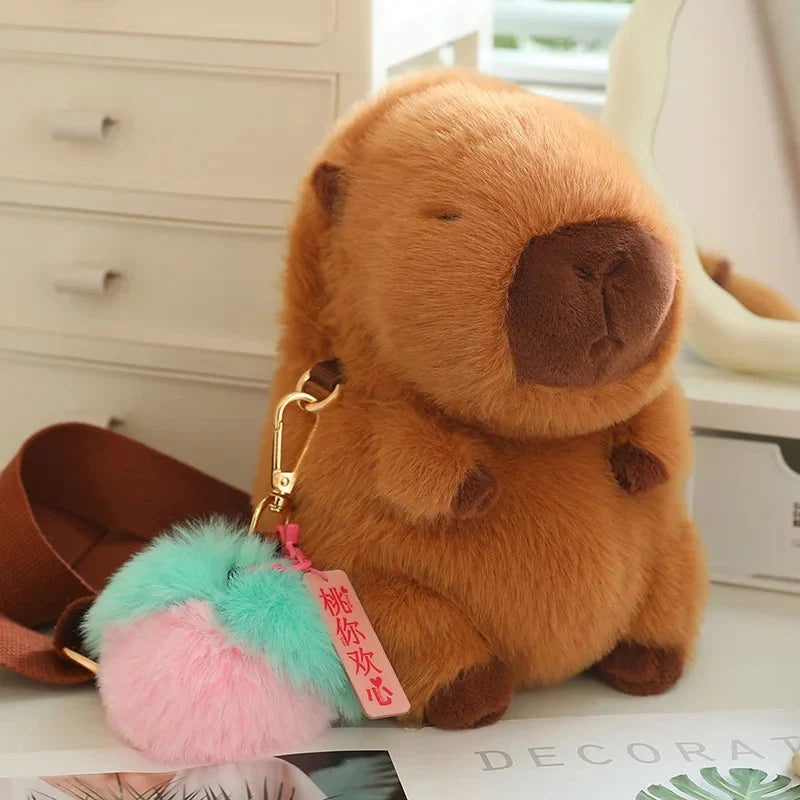 Kawaii Fluffy Capybara Plushies with Strap — image 3