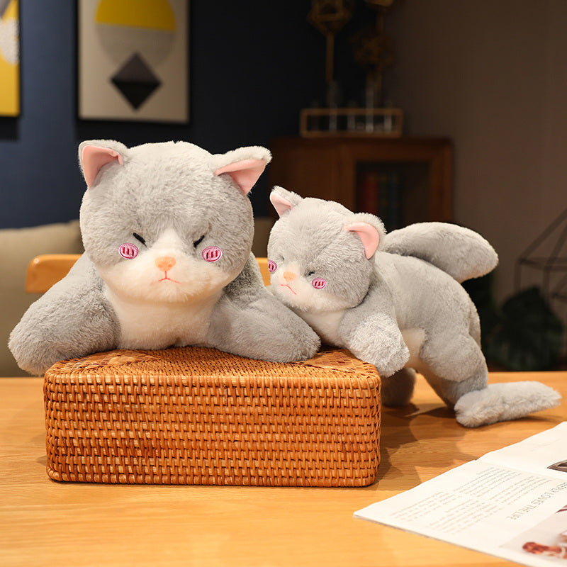Kawaii Grey Half Cat Half Shark Combo Plushie — image 2