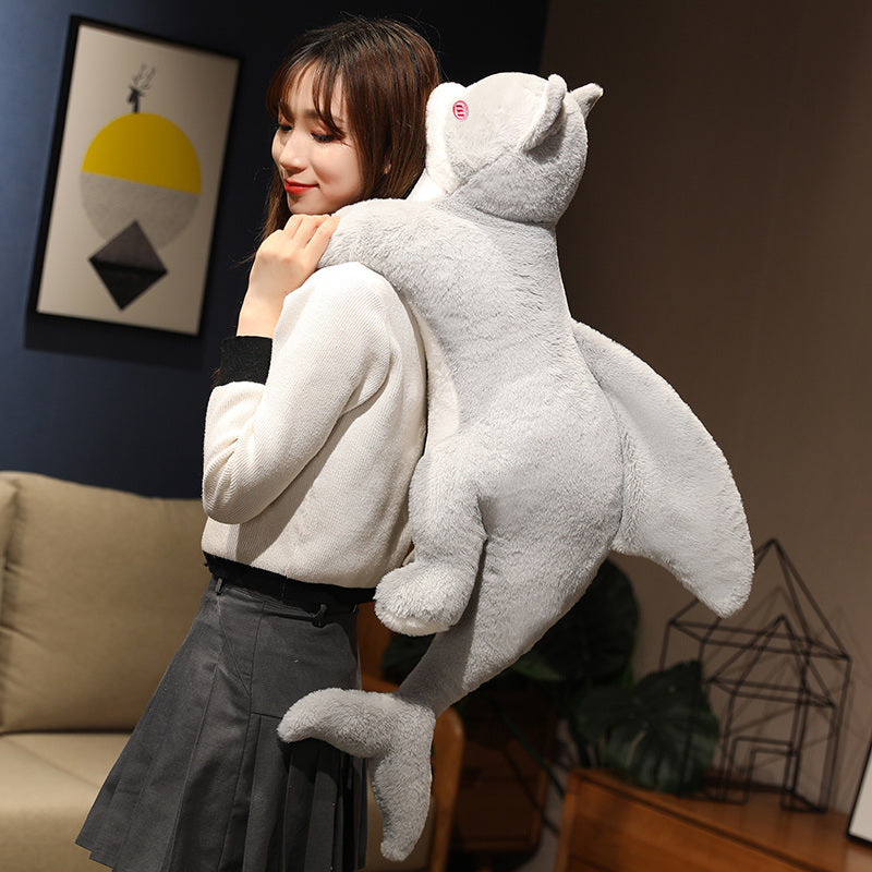 Kawaii Grey Half Cat Half Shark Combo Plushie — image 6