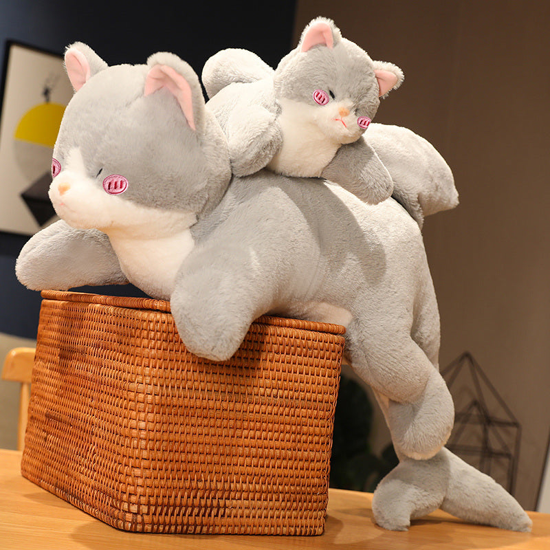 Kawaii Grey Half Cat Half Shark Combo Plushie — image 1