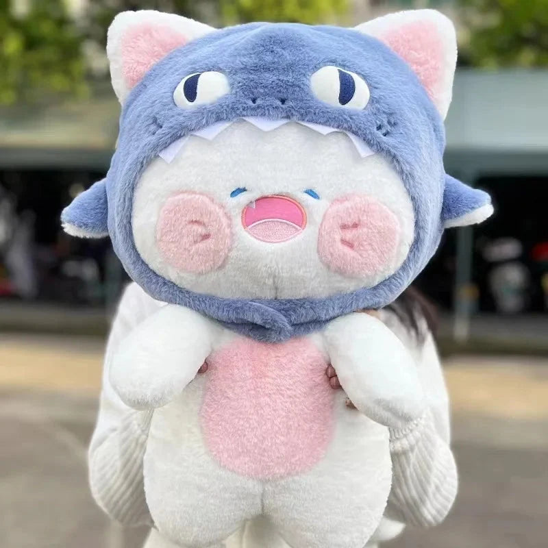 Kawaii White Cat Shark Hat Plushie — image 2