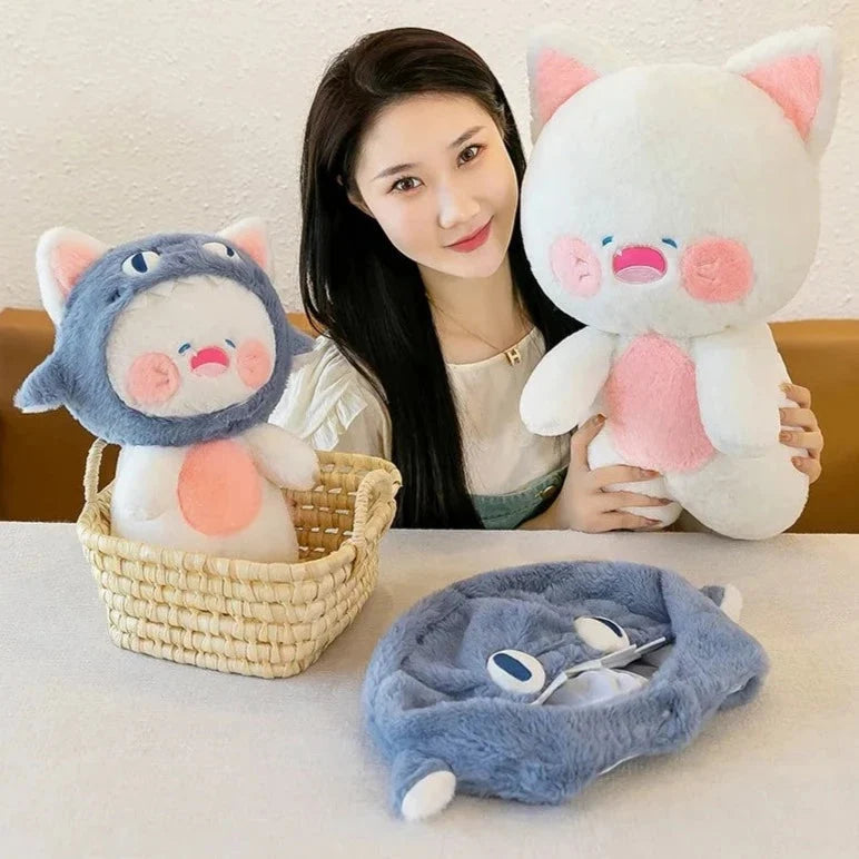 Kawaii White Cat Shark Hat Plushie — image 6