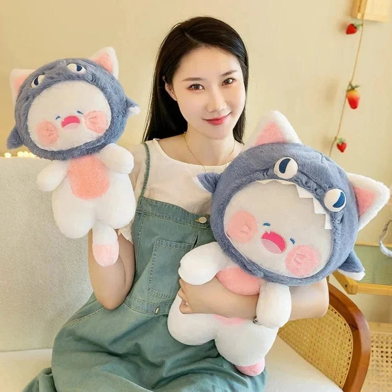 Kawaii White Cat Shark Hat Plushie — image 9
