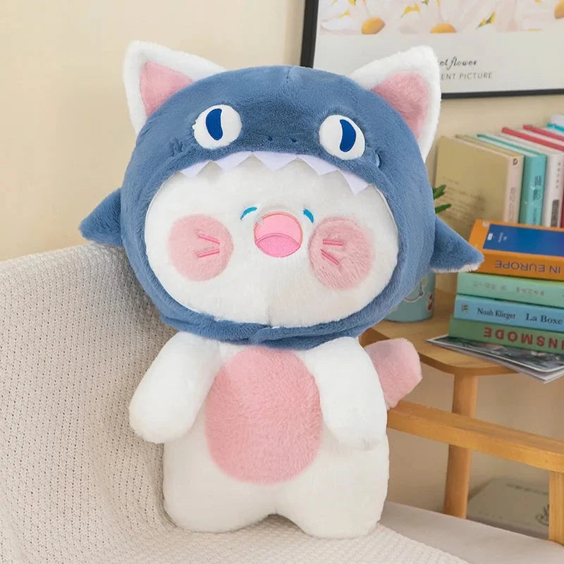 Kawaii White Cat Shark Hat Plushie — image 1