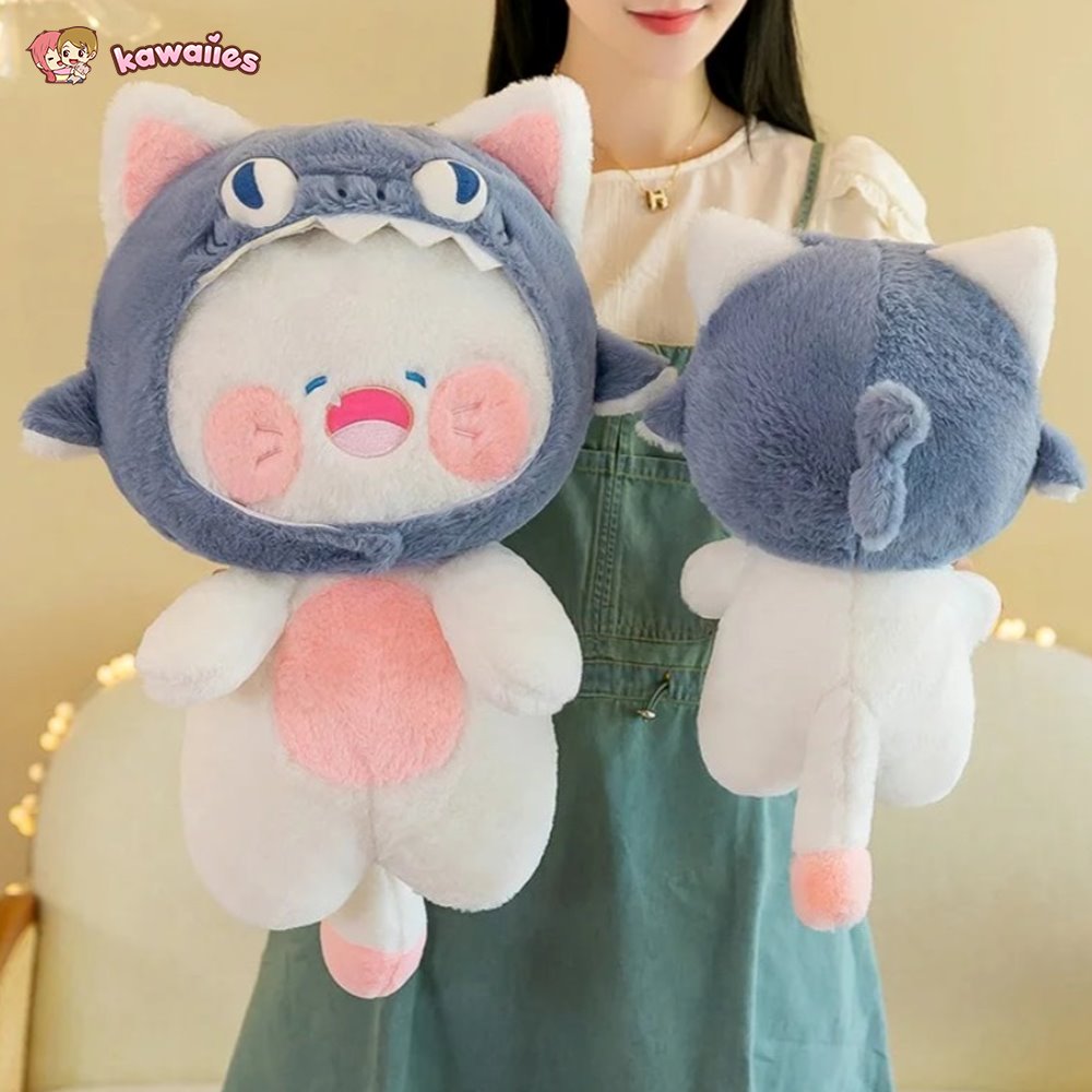 Kawaii White Cat Shark Hat Plushie — image 11