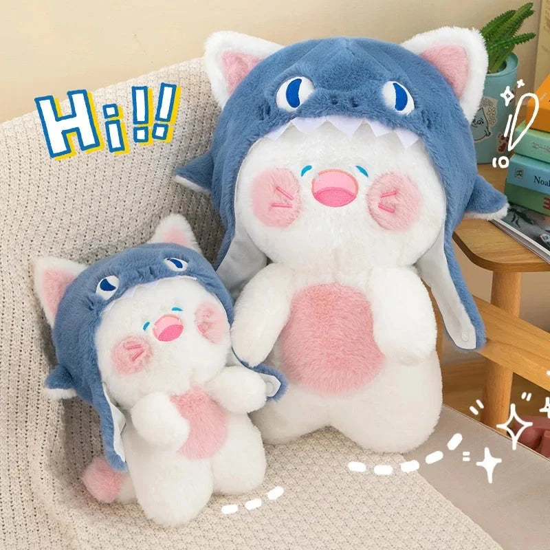 Kawaii White Cat Shark Hat Plushie — image 7