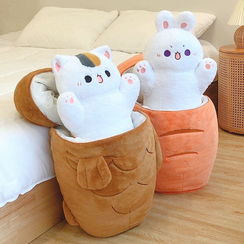 Large Kawaii Taiyaki Bone Carrot Animal Plushie Collection — image 1