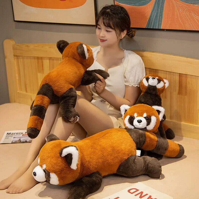 Laying Fluffy Red Panda Lifelike Plushie — image 3