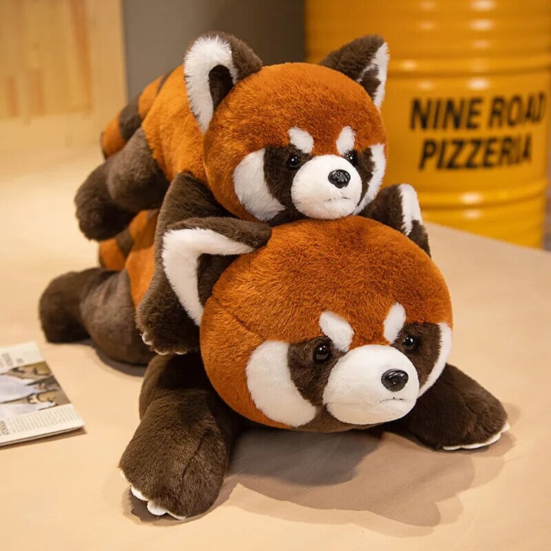 Laying Fluffy Red Panda Lifelike Plushie — image 1