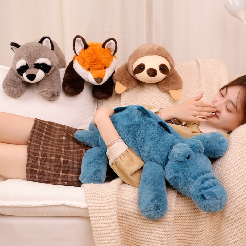 Laying Sloth and Fox Raccoon Crocodile Plushie Friends — image 2