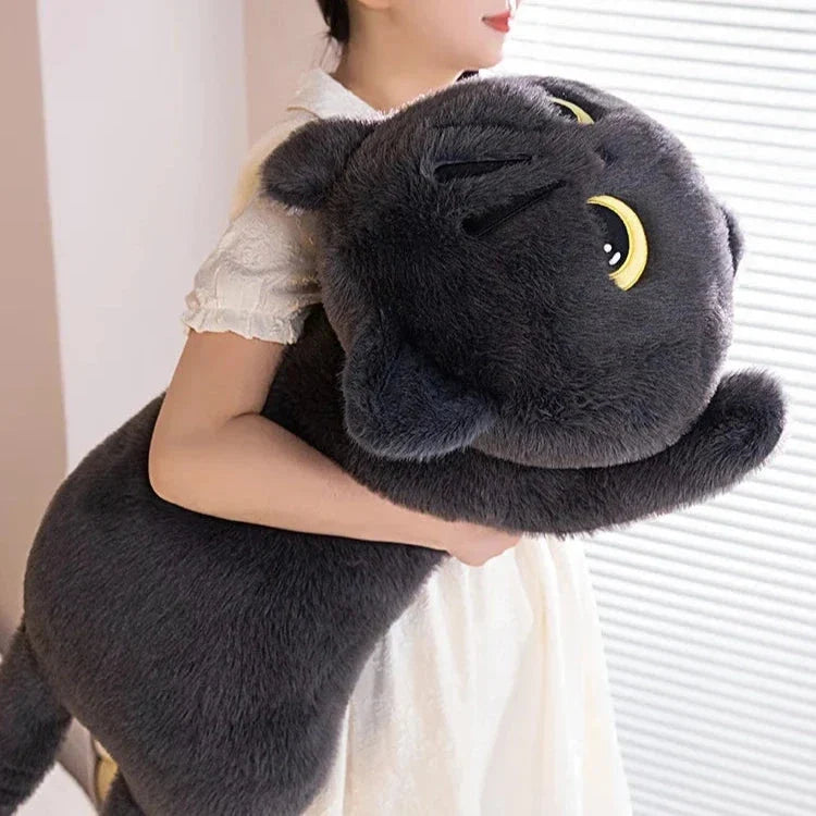 Long Giant Black Gray Fluffy Cat Plushies — image 14