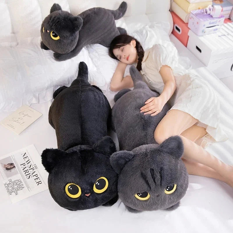 Long Giant Black Gray Fluffy Cat Plushies — image 12