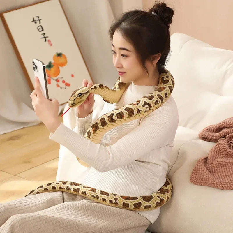 Long Realistic Brown Green Orange Snake Plushies — image 9