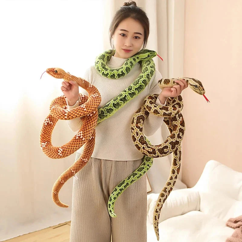 Long Realistic Brown Green Orange Snake Plushies — image 11