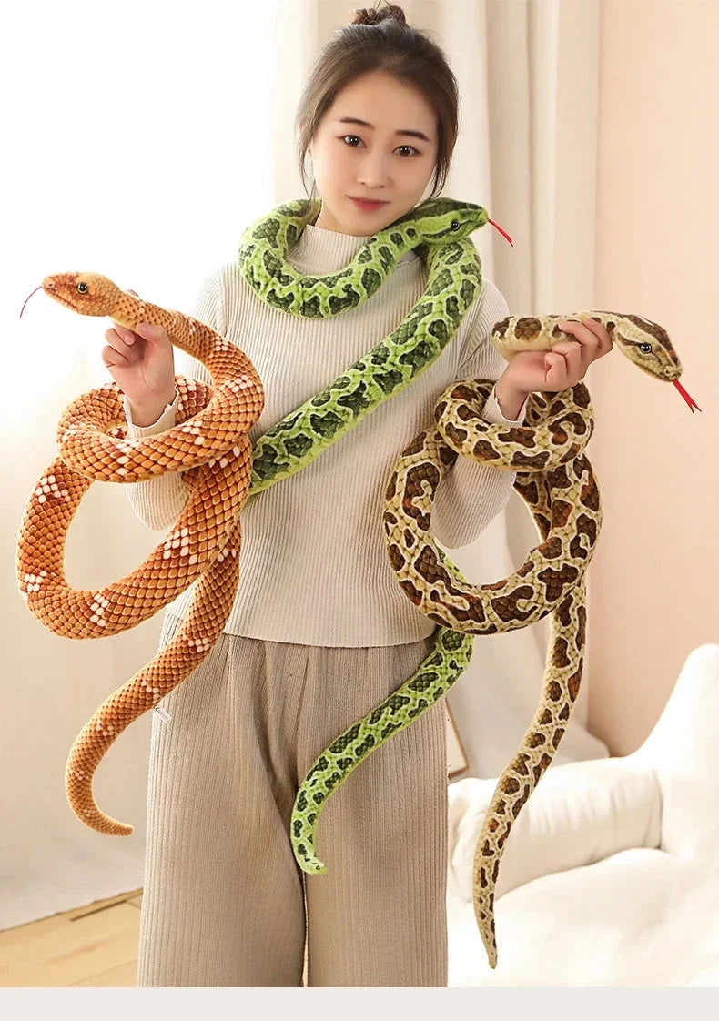 Long Realistic Brown Green Orange Snake Plushies — image 5