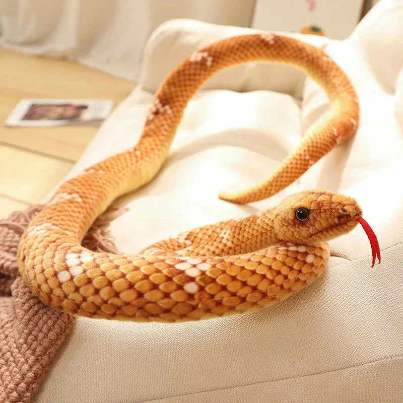 Long Realistic Brown Green Orange Snake Plushies — image 3