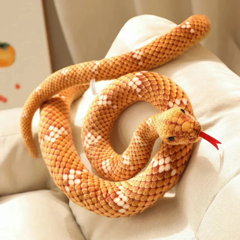 Long Realistic Brown Green Orange Snake Plushies — image 2