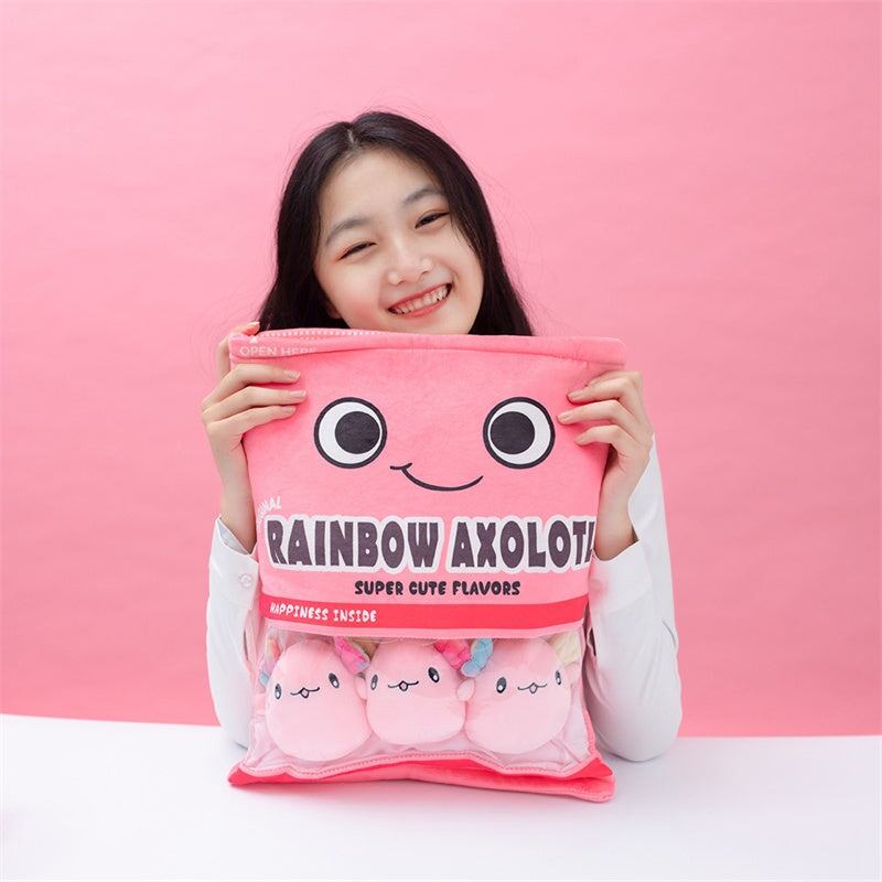 Rainbow Pink Blue Axolotl Candy Bag Plushies — image 5