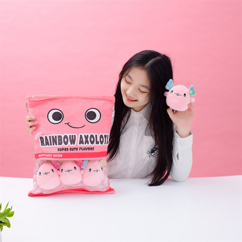 Rainbow Pink Blue Axolotl Candy Bag Plushies — image 8