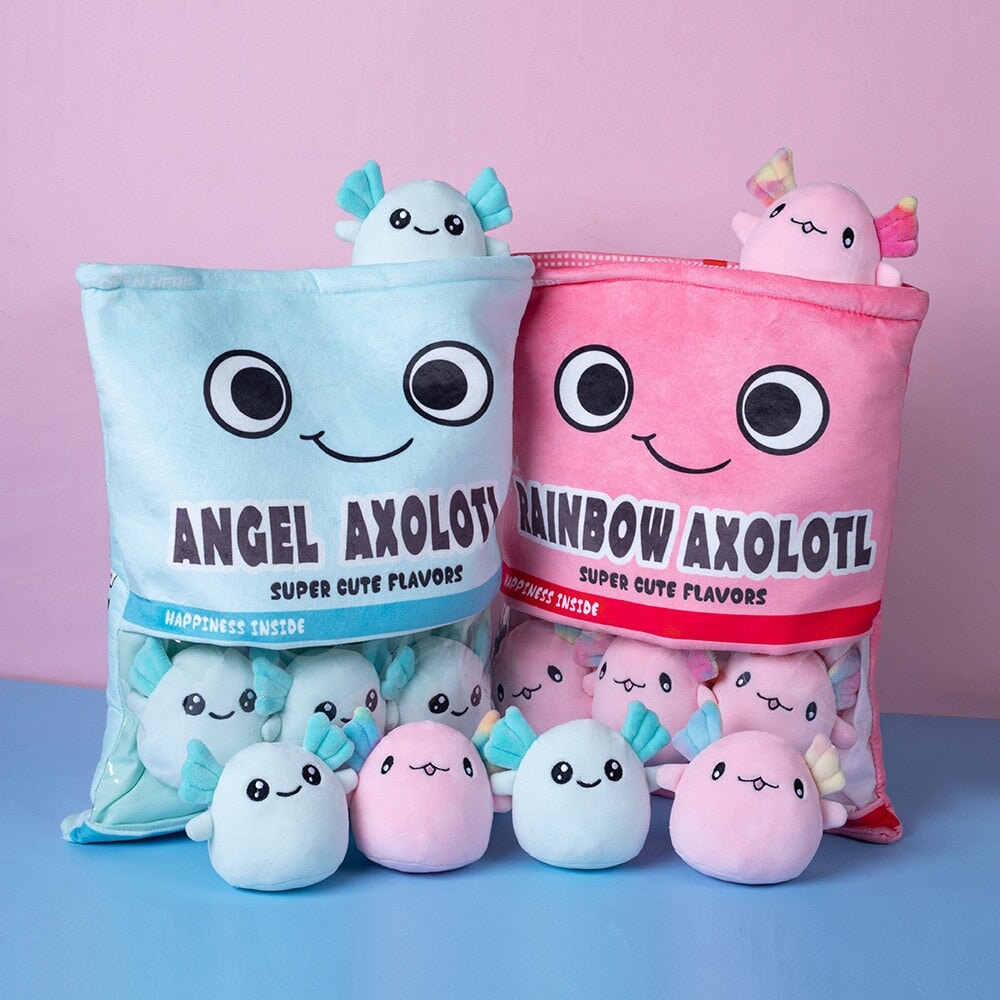 Rainbow Pink Blue Axolotl Candy Bag Plushies — image 4